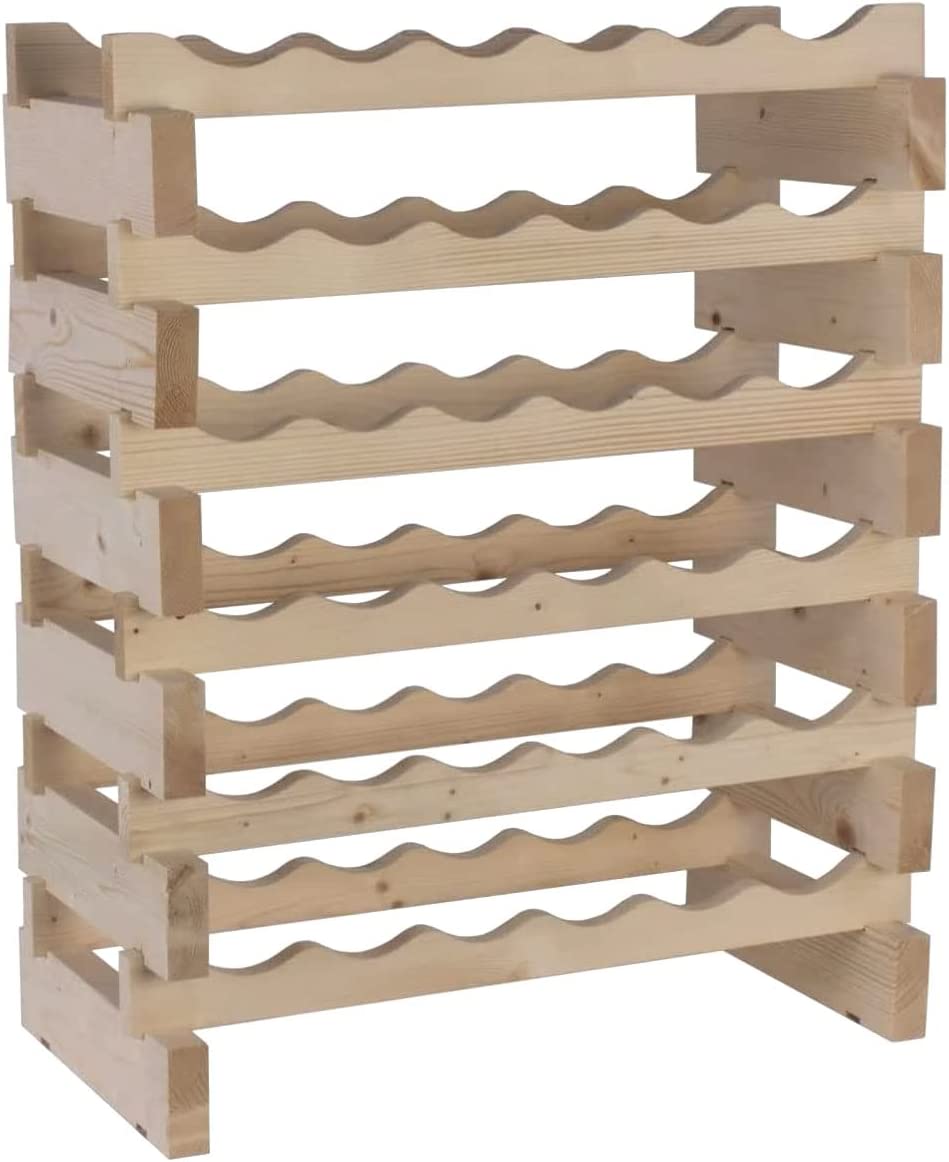 DisplayGifts Pine Wood Wine Rack For Small Spaces, 36-Bottles