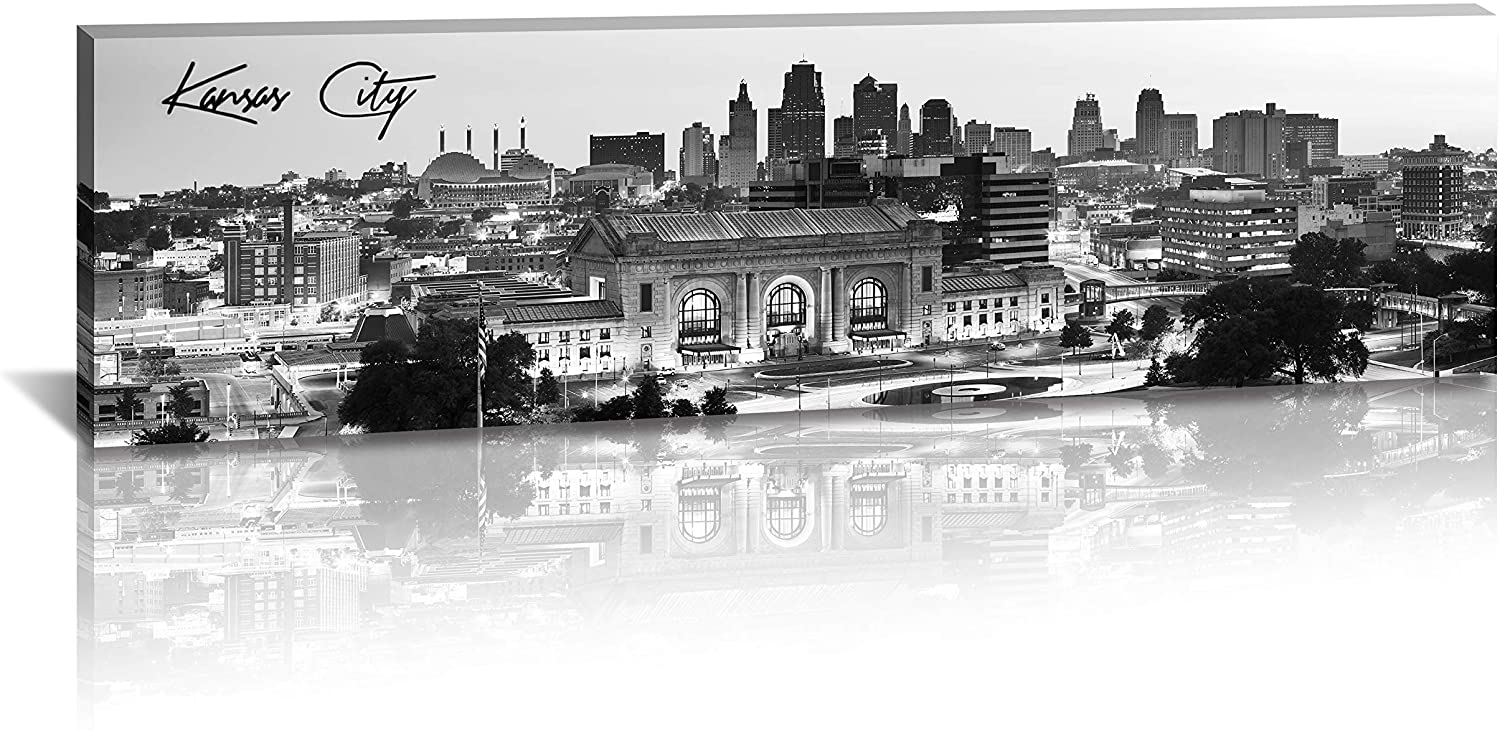 DJSYLIFE Panoramic Kansas City Cityscape Canvas