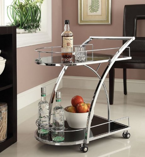 eHomeProducts Chrome & Glass Bar Serving Cart