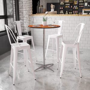 Flash Furniture Adjustable Birchwood Bar Table