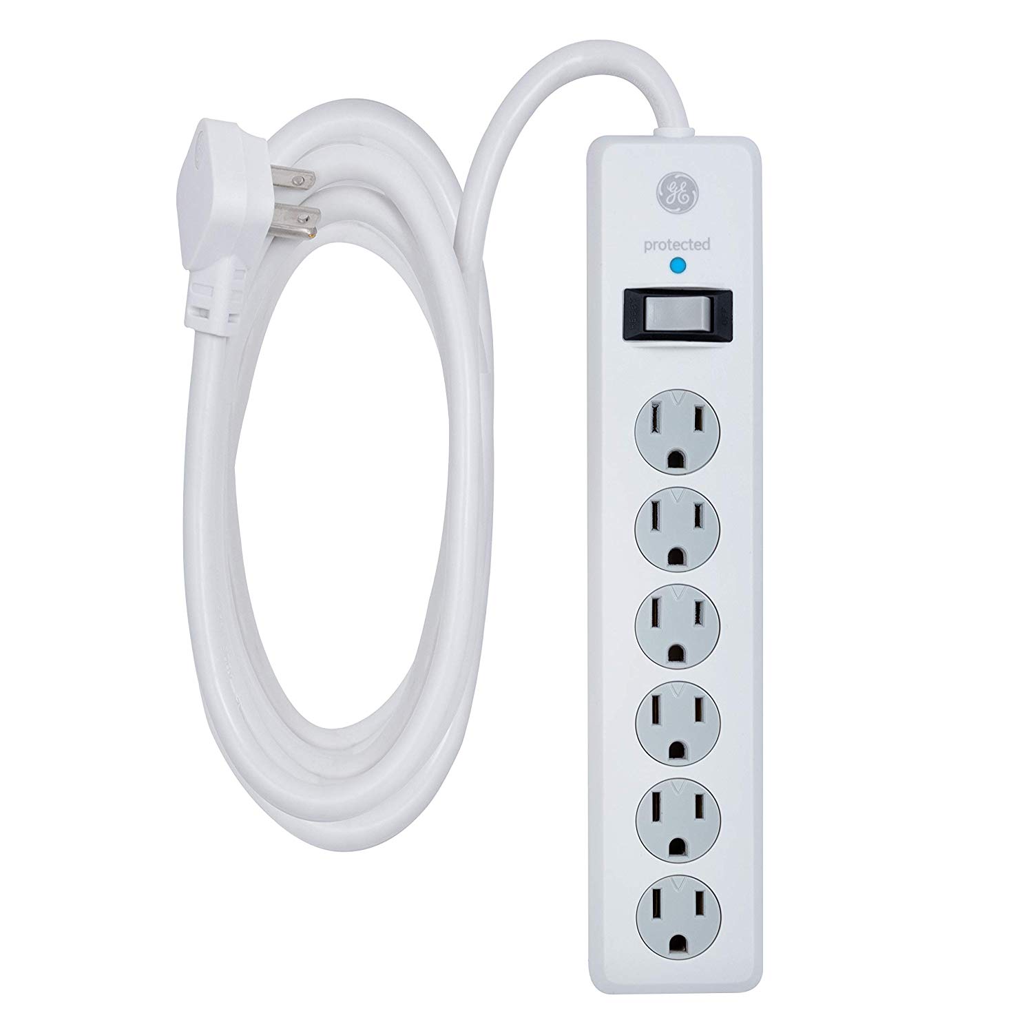 GE Twist-to-Close Safety Cover Surge Protector, 6-Outlet