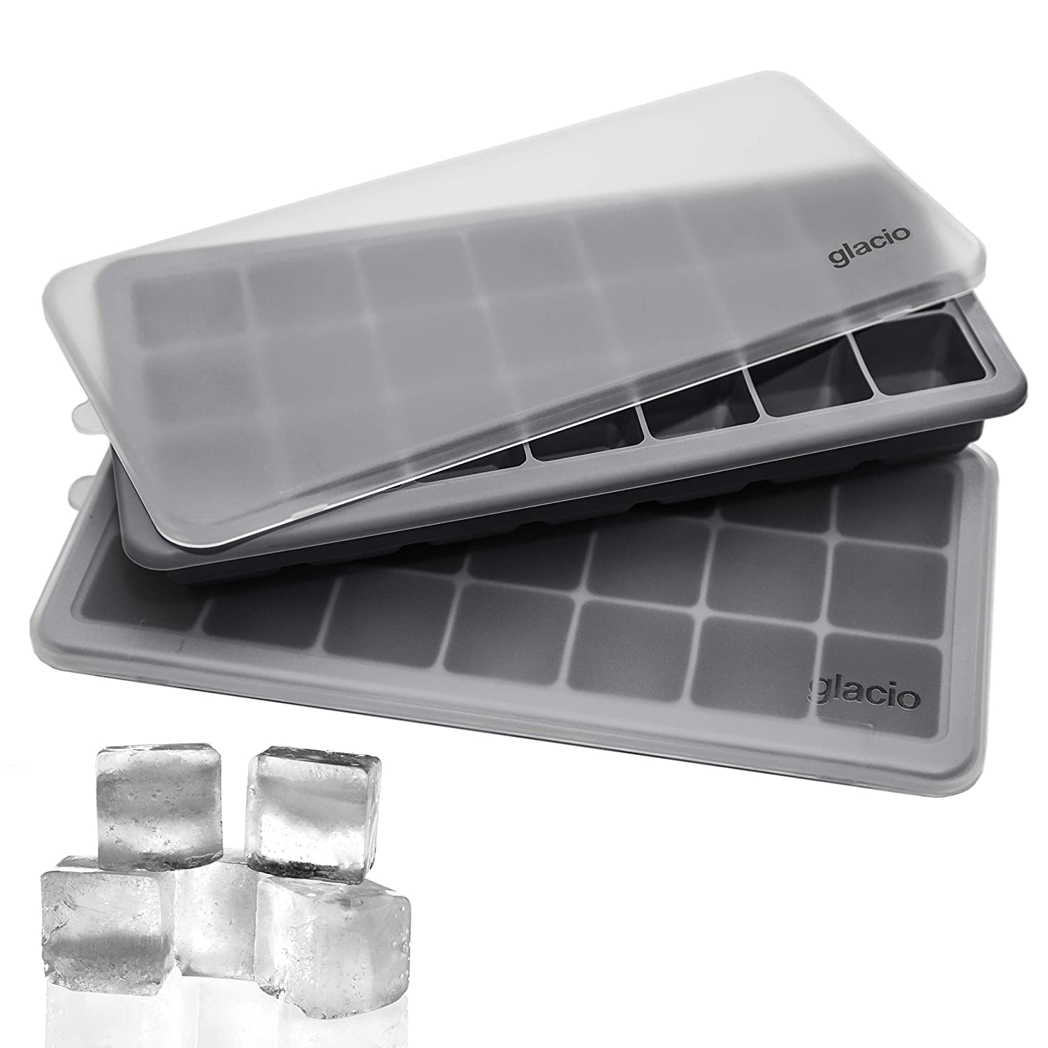 glacio Silicone Ice Cube Trays With Lids, 2-Pack