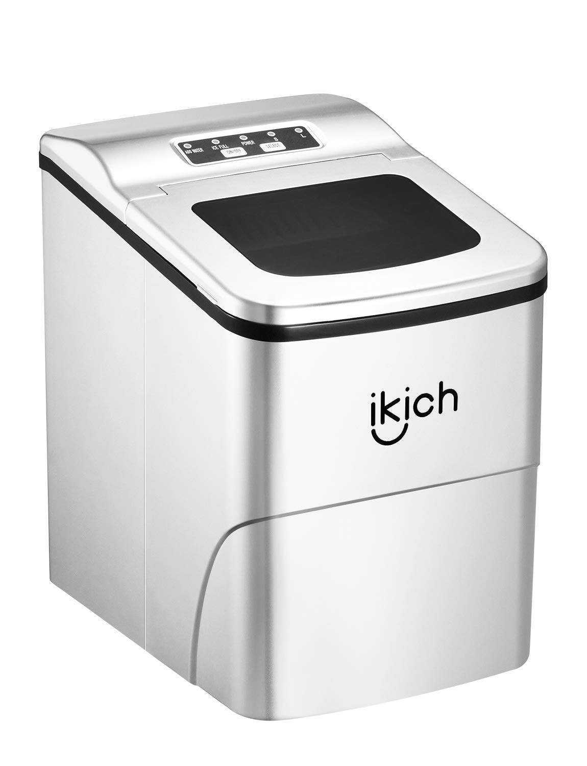 IKICH Portable Countertop LED Display Ice Maker Machine With Ice Scoop And Basket