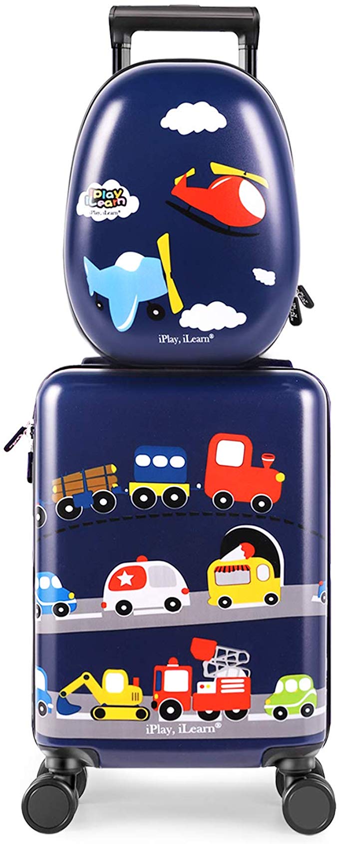 NLZQ Kids Luggage,Upright Hardside Carry on Luggage with 4 Spinner Wheels 19In Personalized Kids Suitcase Best Gifts for Kids-Suti for Travel School Camping