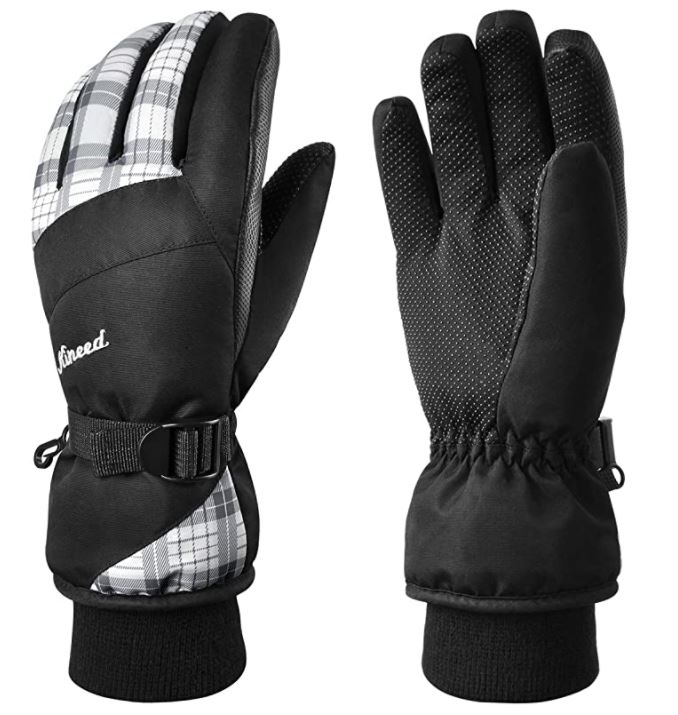 Touchscreen Compatible Touch Screen Ski & Snow Gloves with Wrist Leashes & Synthetic Leather Shell Waterproof Winter Snowboard Gloves for Men & Women for Cold Weather Skiing & Snowboarding 
