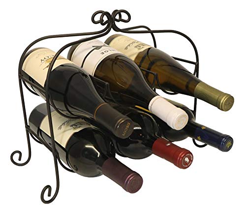 KitchenEdge Annabel Cast Iron Wine Rack For Small Spaces, 6-Bottles