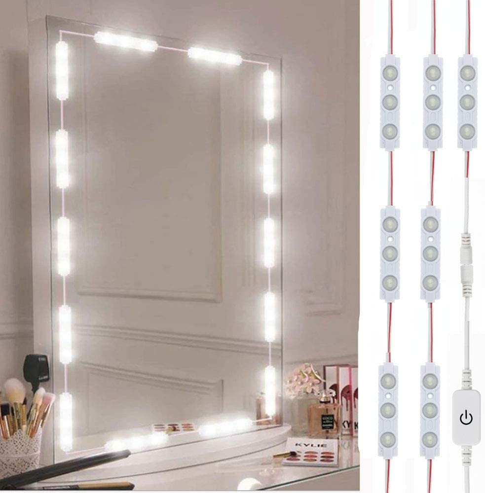 14ft Dimmable Vanity Mirror Lights Hollywood Glam Led Vanity Lights Kit Mirror not Inlcuded Plug in Floor Mirror Lights with Power Supply, for Full Body Mirror and Bathroom Wall Mirror Lighting 