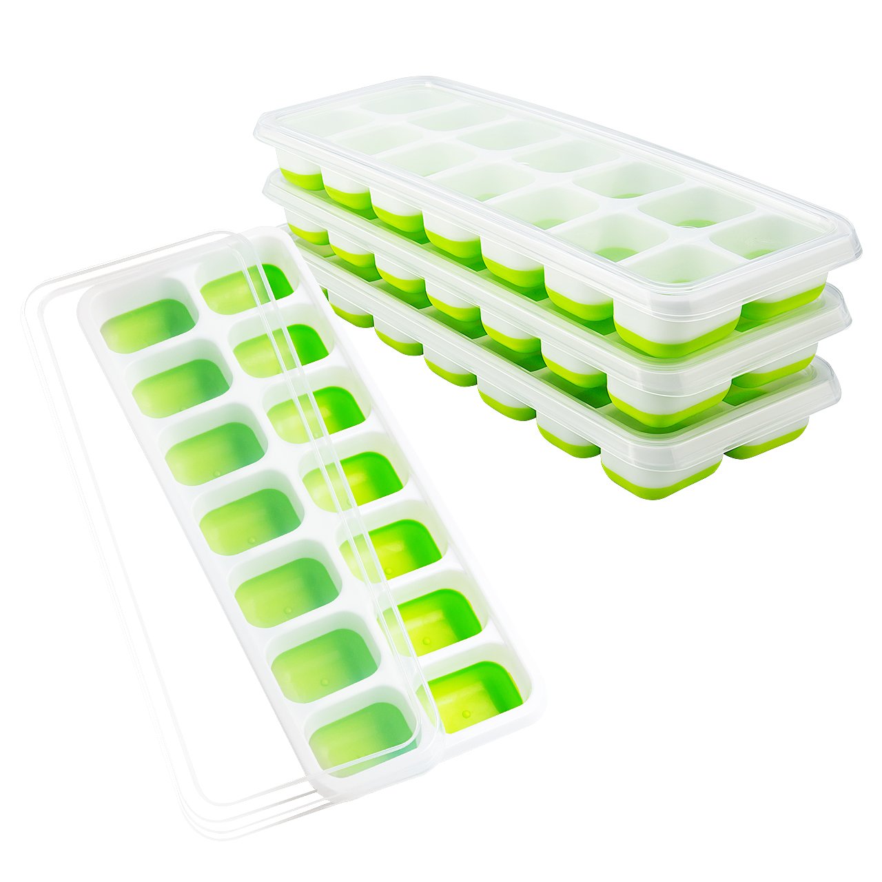 OMorc Silicone Ice Cube Trays With Lids, 4-Pack