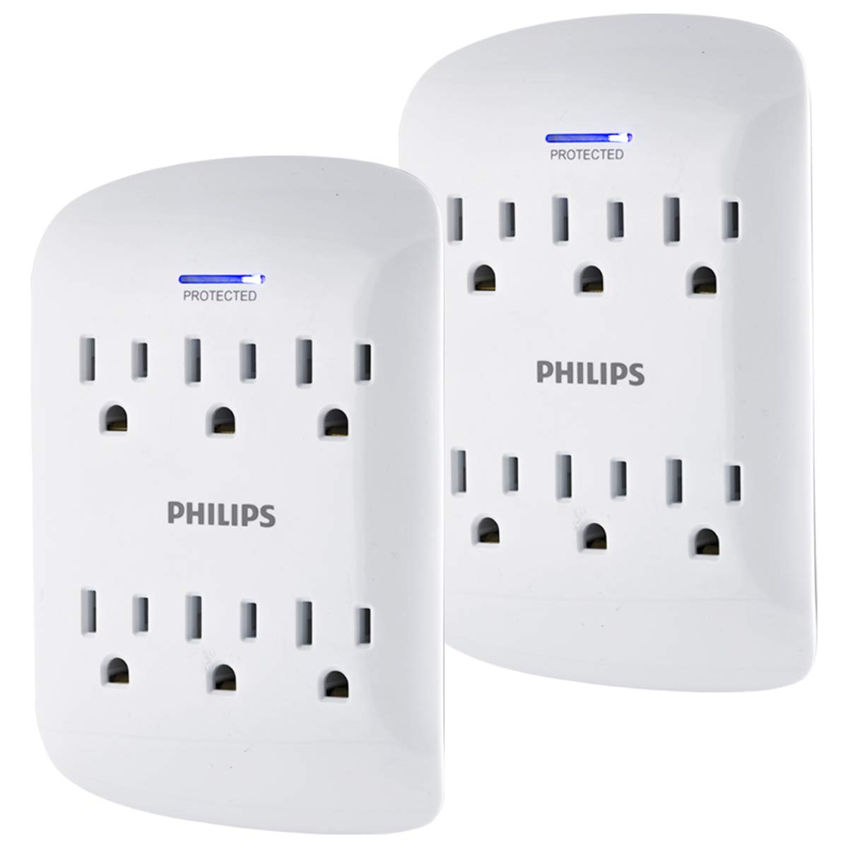 PHILIPS Surge Protector Wall Tap, 2-Pack
