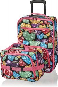 Rockland Fully Lined Hearts Kid’s Luggage Set, 2-Piece