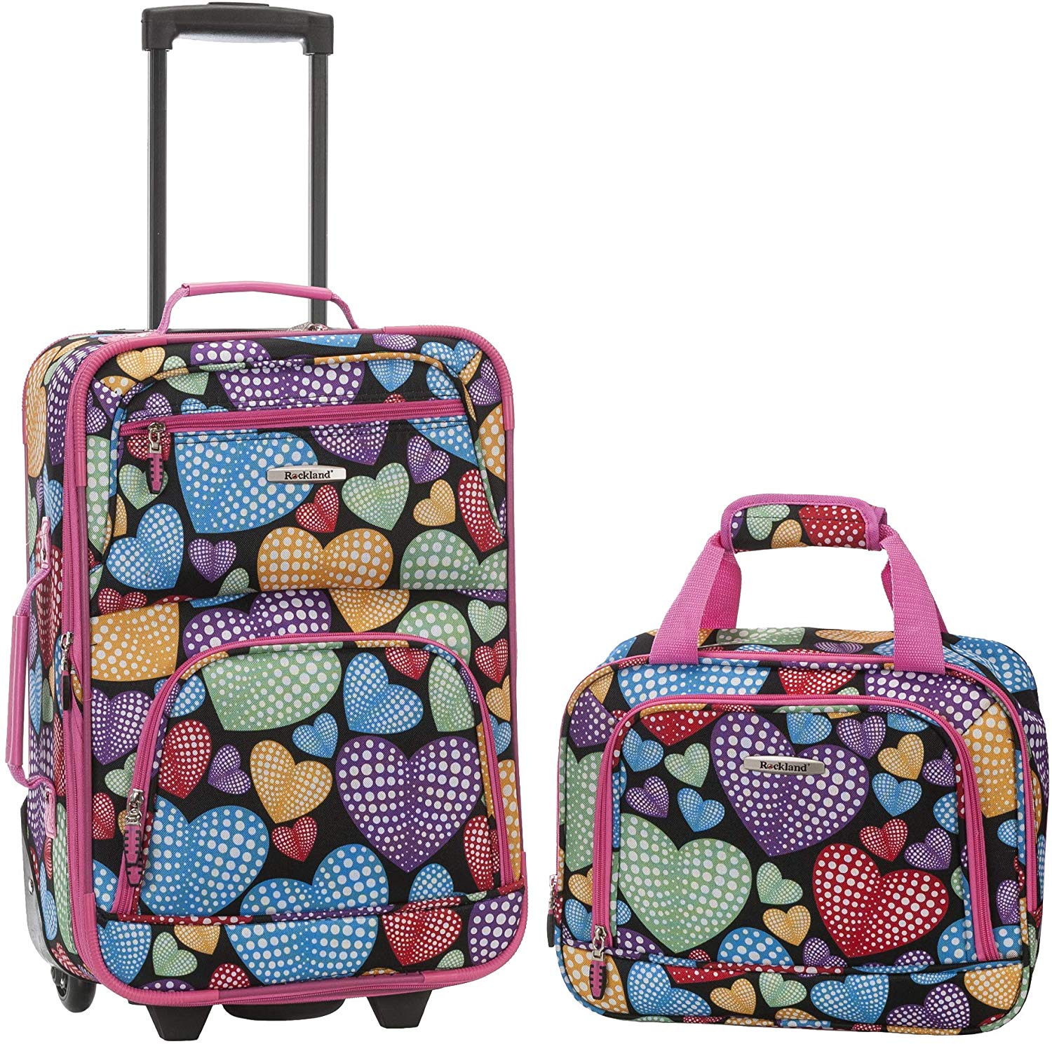 Rockland New Heart Softside Upright Kids Luggage Set, 2-Piece