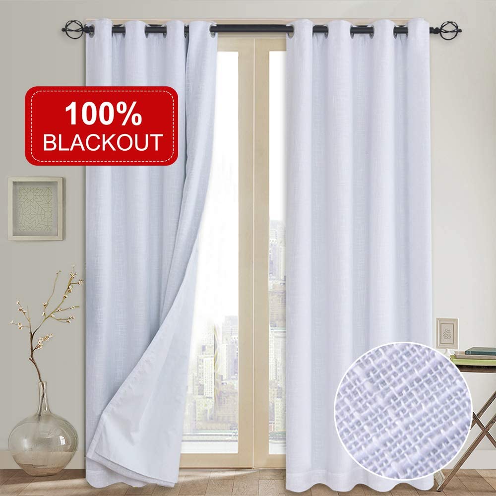 Rose Home Thermal Primitive Linen Grommet Blackout Curtains, 2-Panels