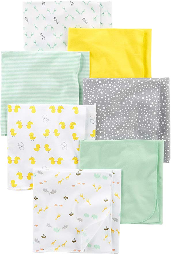 Simple Joys by Carter’s Machine Washable Flannel Burp Cloths/Blankets, 7-Pack