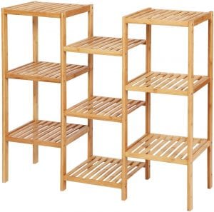 SONGMICS Adjustable Shelves Bamboo Indoor Plant Stand