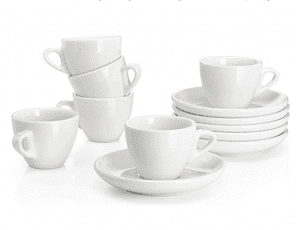 Sweese Porcelain Saucers & Espresso Cup, Set Of 6