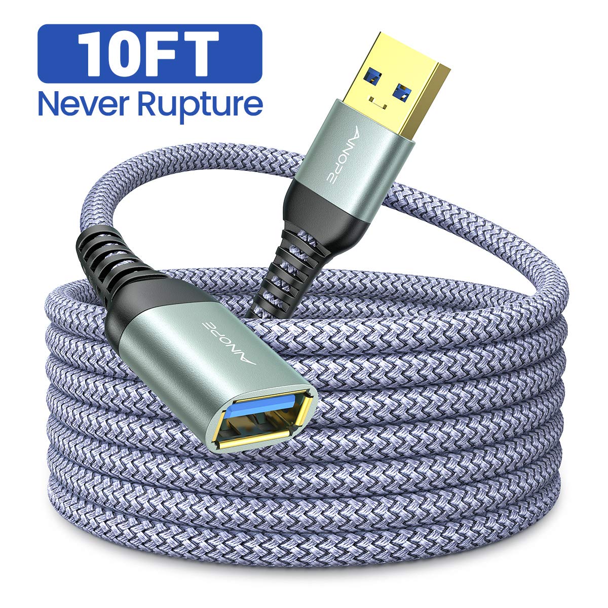 AINOPE Braided USB 3.0 Extension Cable, 10-Feet