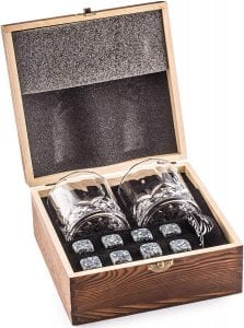 Amerigo Easy Store Wooden Box Whiskey Glasses, Set Of 2