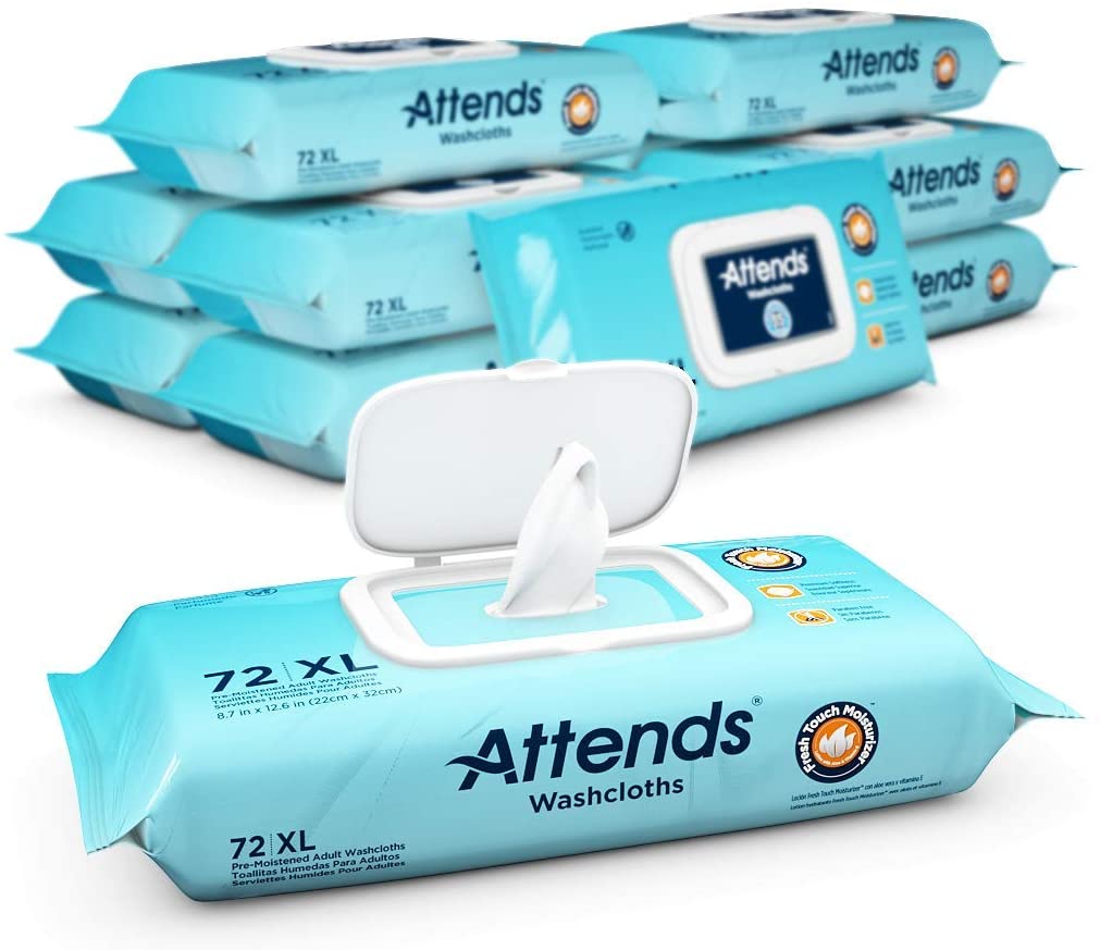Attends Hypoallergenic Adult Incontinence Scented Wet Wipes For Adults, 12-Pack