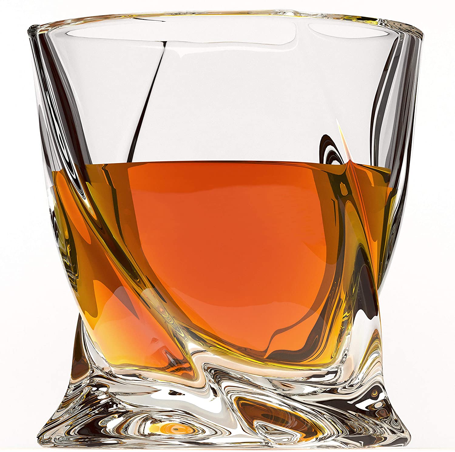 BROTEC Heavyweight Crystal Whiskey Glasses, Set Of 4