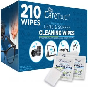 Care Touch Pre-Moistened Lens Screen Cleaning Wipes, 210-Count