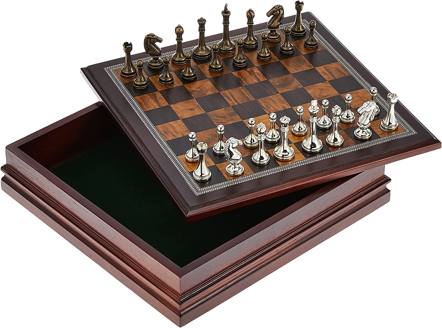 Classic Game Collection Deluxe Metal & Wood Chess Board