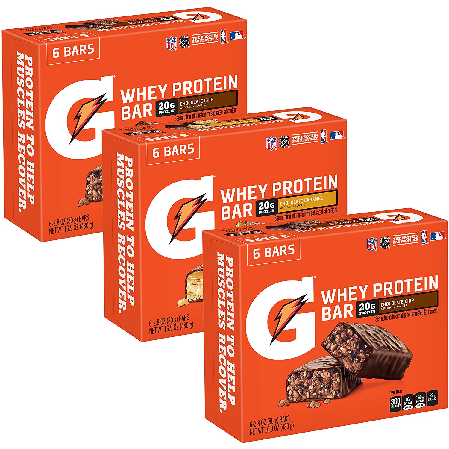 Gatorade Variety Pack Whey Protein Bar, 18-Count