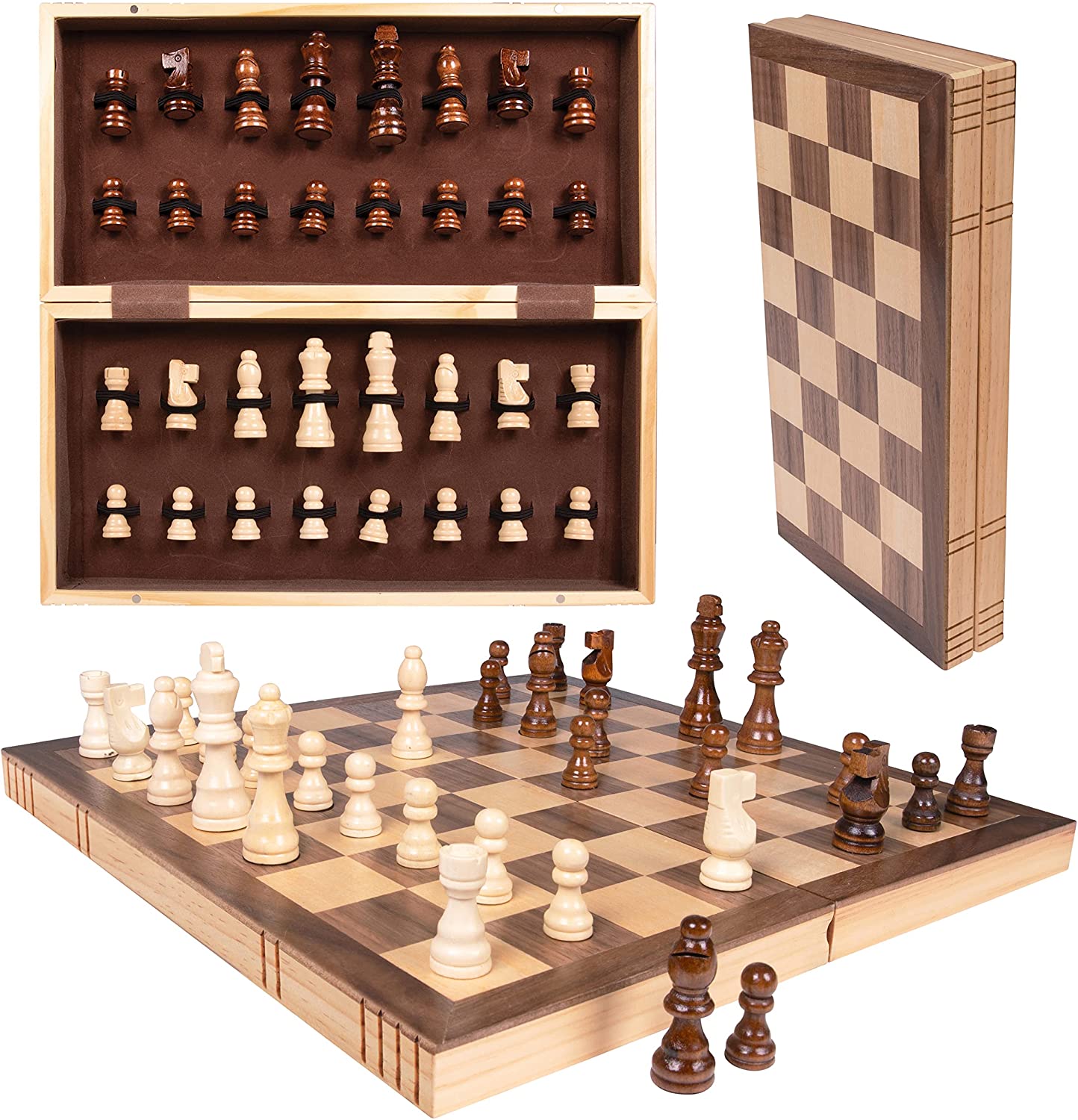 15-Inch Large Folding Chess Board Game Set with Chess Pieces 