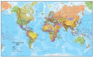 Maps International Detailed World Map, 46×80-Inch