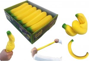 MAXFLO Squishy Rubber Banana Stress Toys, 12-Pack