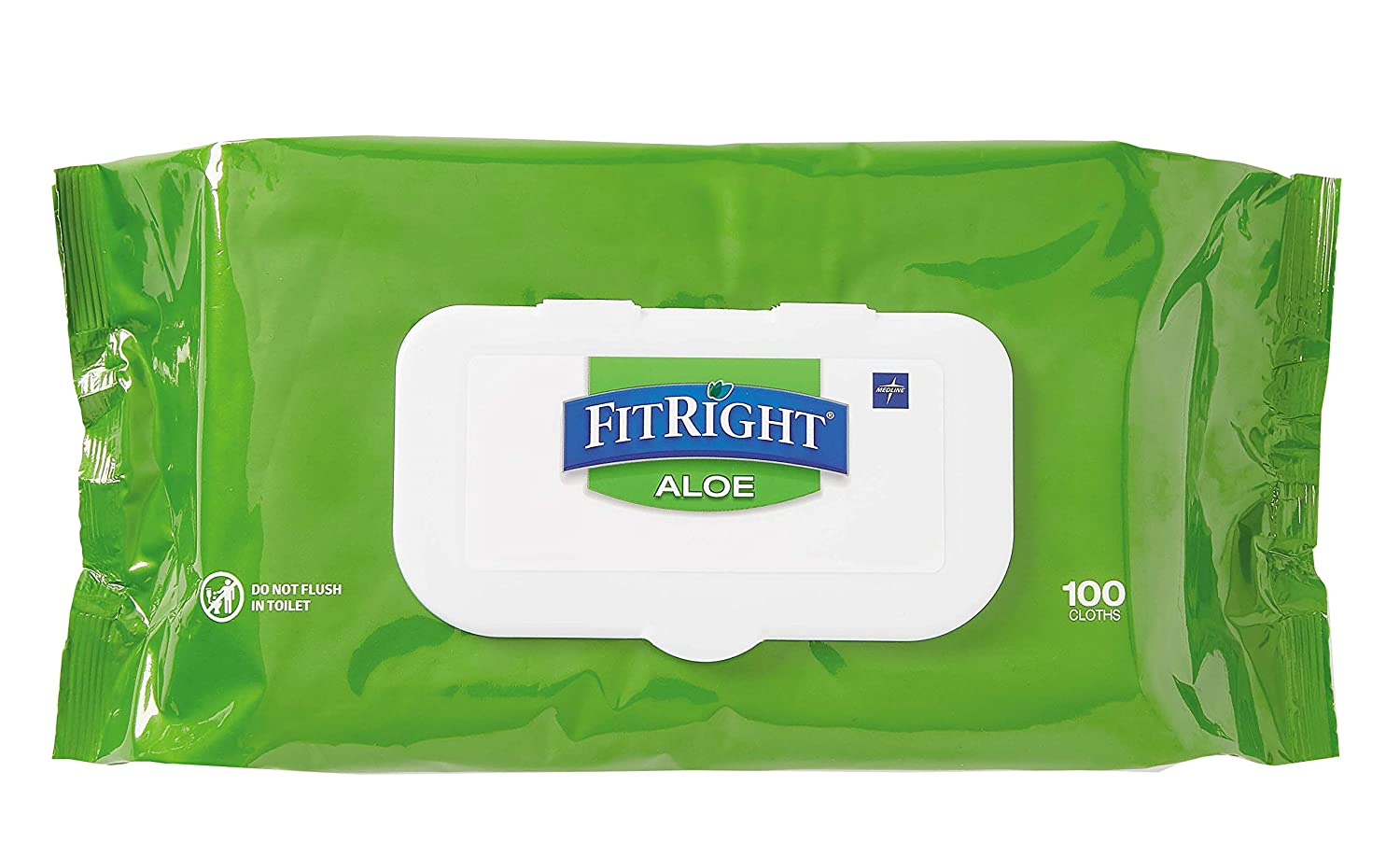 Medline FitRight Unscented Aloe Cleansing Wet Wipes For Adults, 6-Pack