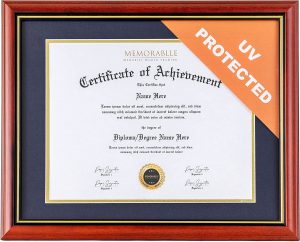 MEMORABLLE UV Protected Glass Diploma Frame