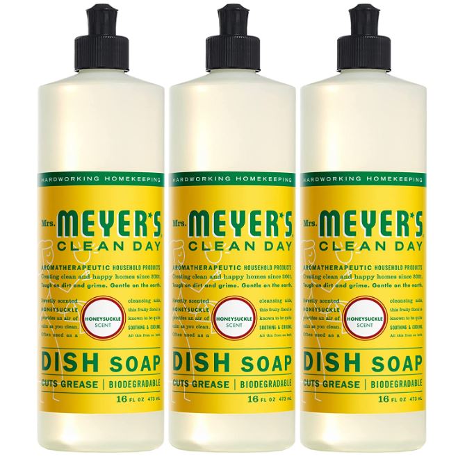 Mrs. Meyer’s Honeysuckle Clean Day Dish Soap, 3-Pack