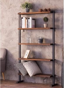 MyGift Industrial Metal & Wood Bookcase, 5-Shelf