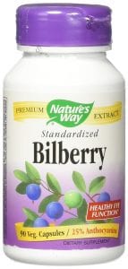 Nature’s Way Bilberry Standardized Extract Veggie Capsules, 90-Count