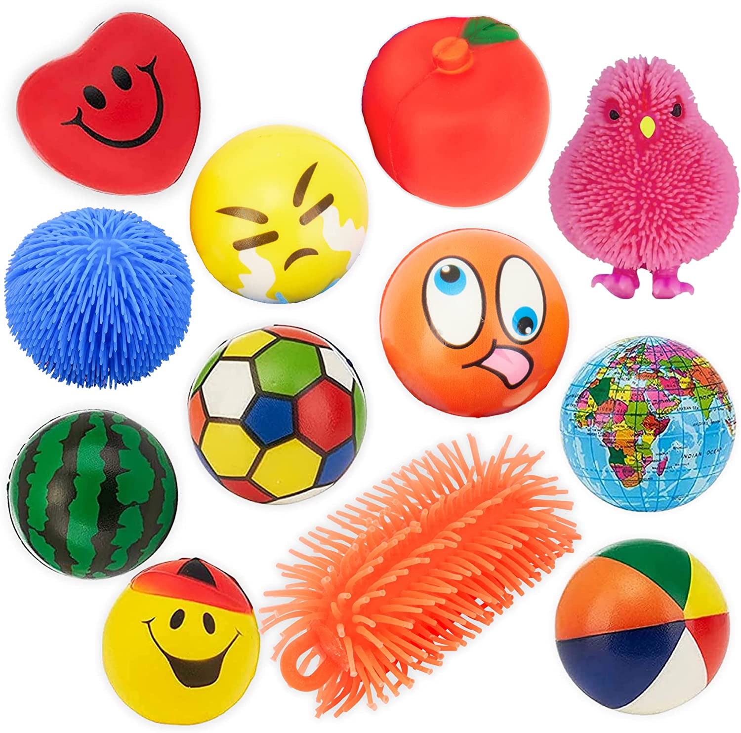 Neliblu Party Favor Stress Relief Puffer Ball Toys, 12-Pack