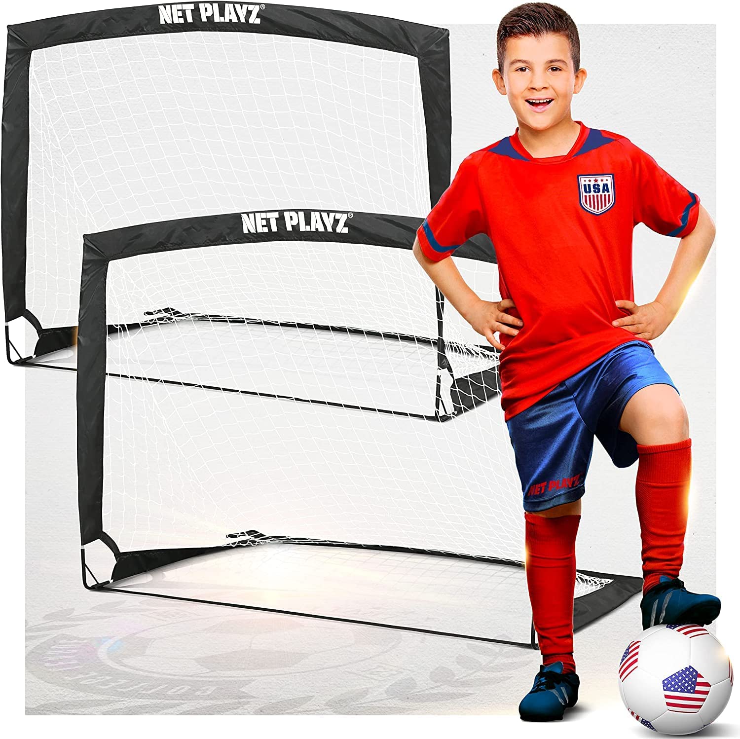 NET PLAYZ Multi-Surface Training Soccer Goal, 2-Pack