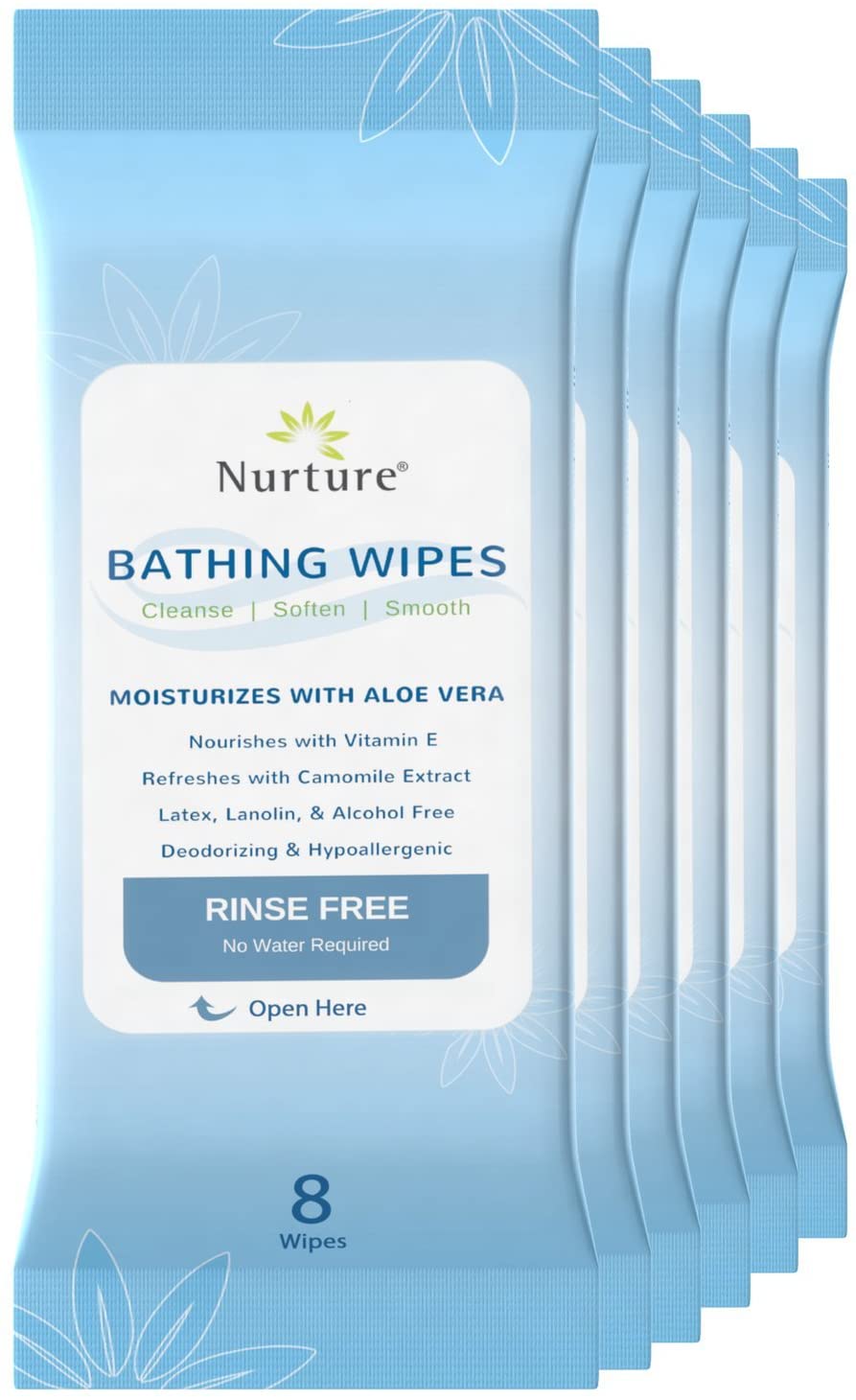 Nurture Rinse Free Cleansing Bathing Wet Wipes For Adults, 8-Pack