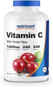 Nutricost Gluten Free Vitamin C With Rose Hips Capsules, 240-Count
