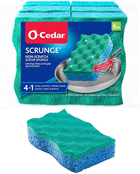 O-Cedar 4-In-1 Scrub Cleaning Sponges, 6-Pack