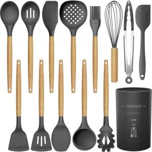 oannao BPA Free Nonstick Silicone Cooking Utensil Set, 14-Piece