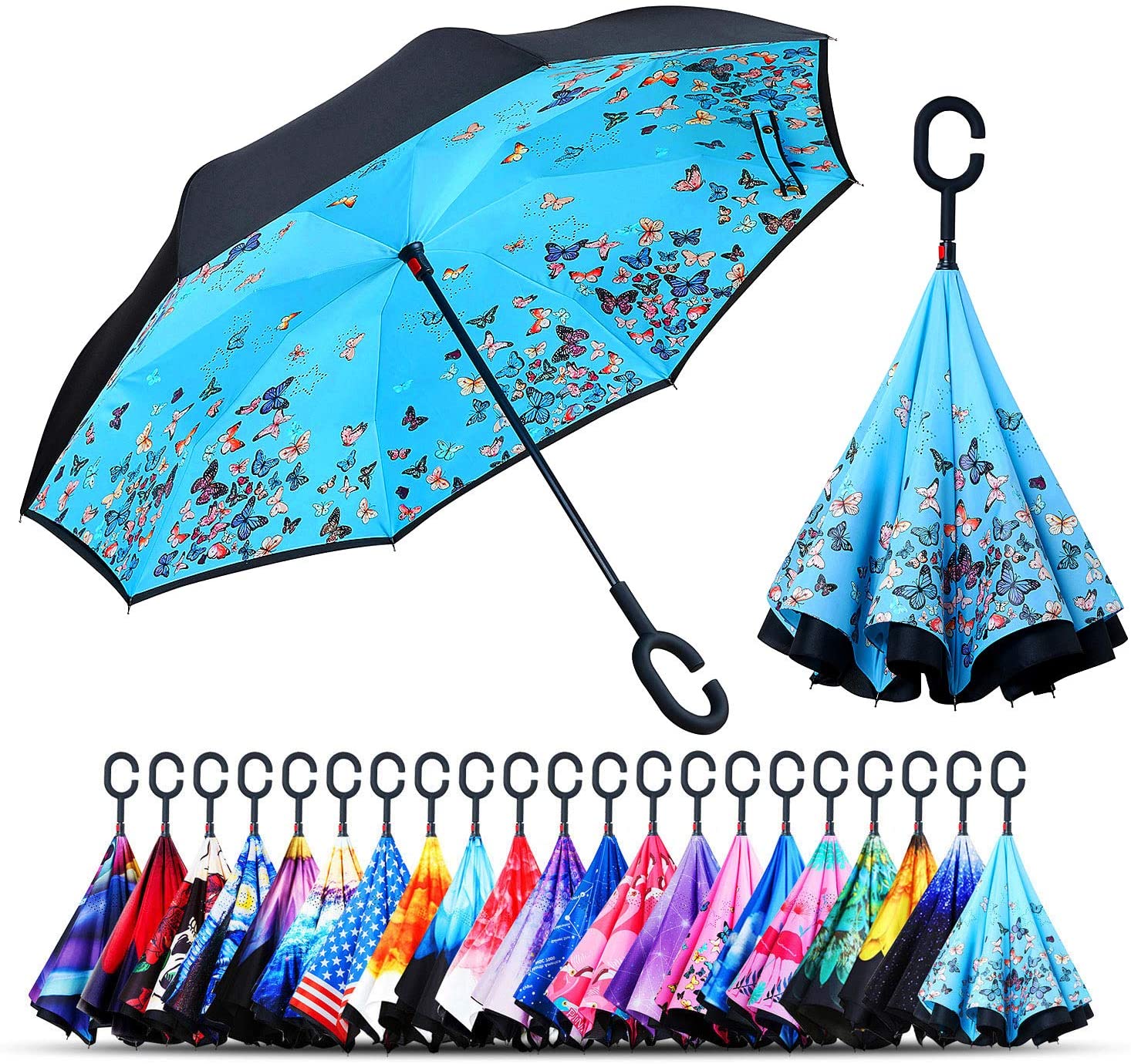 YSLJH Travel Umbrella Double Layer Ladies Student Travel Umbrella UV Protection Outdoor Folding Tri-fold Umbrella Black