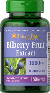 Puritan’s Pride Bilberry Gluten-Free Capsules, 180-Count