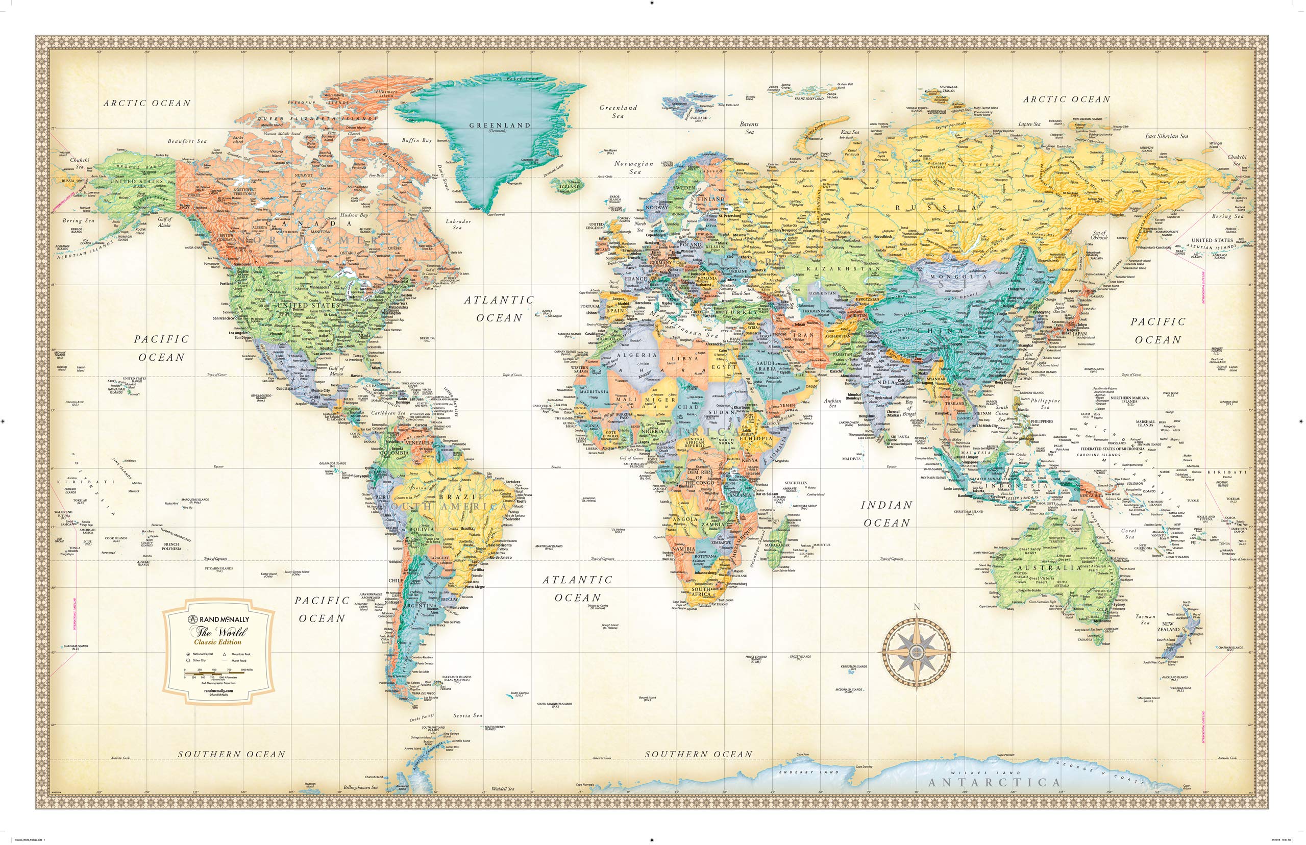Rand McNally Paper Stock World Map, 50×32-Inch