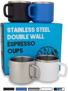 Real Deal Steel Demitasse Shatterproof Stainless Steel Espresso Cups, Set Of 4