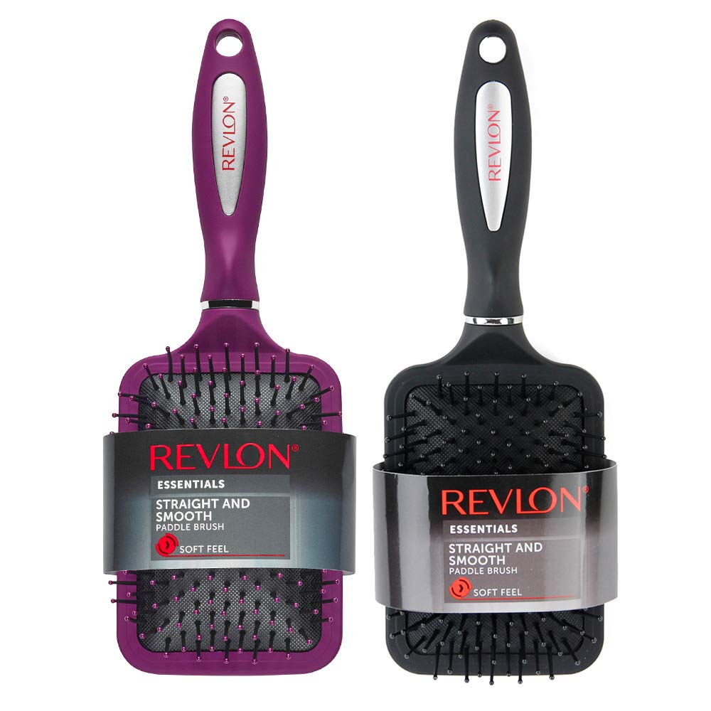 Revlon Essentials Wet & Dry Paddle Hair Brushes, 2-Pack