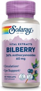 Solaray Bilberry Extract Veggie Eye Health Capsules, 60-Count