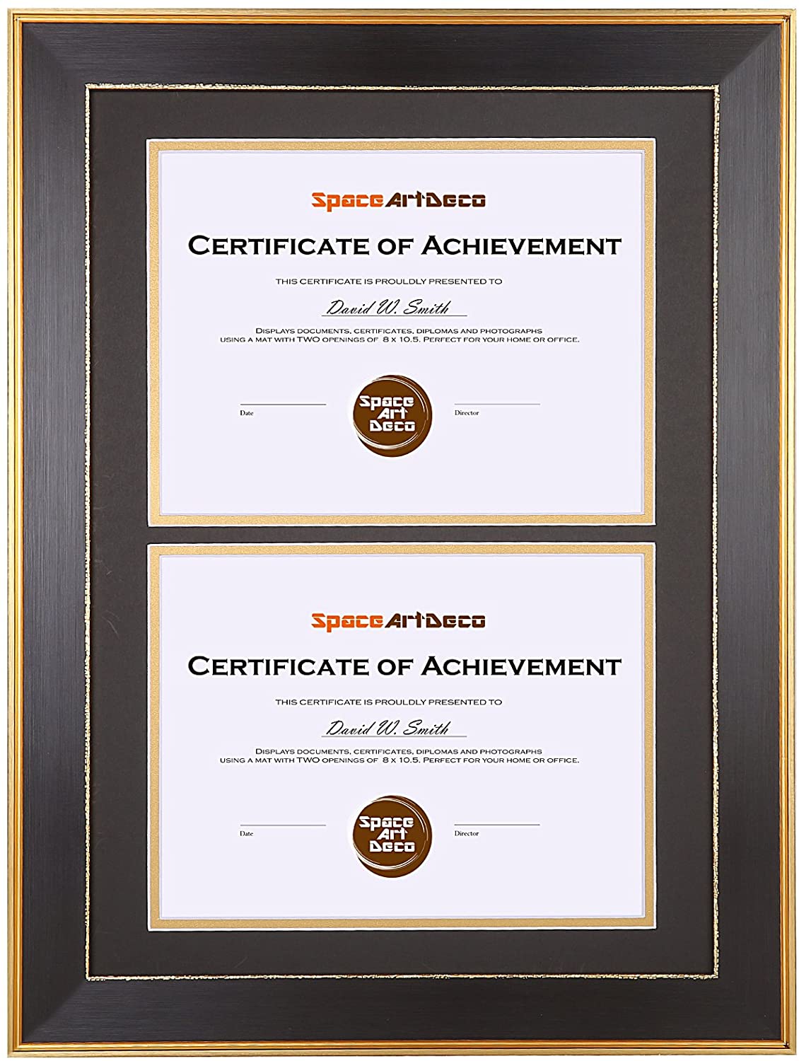 Space Art Deco Vertical Double Diploma Frame