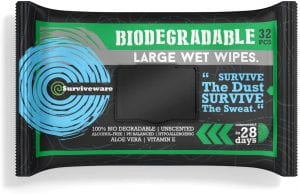 Surviveware Rinse-Free Biodegradable Shower Wet Wipes For Adults, 32-Count