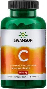 Swanson Antioxidant Vitamin C With Rose Hips Capsules, 90-Count