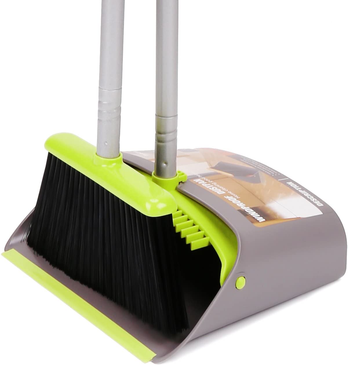 Broom and Dustpan Set for Home Standing 36.6" Upright Sweep Long Handle 